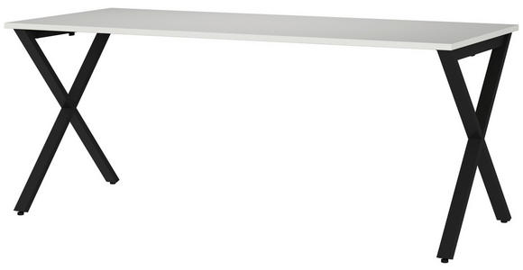 SCHREIBTISCH 180/80/75 cm, Schwarz, Hellgrau, in verschiedenen Holz-Dekoren erhältlich, justierbare Füße  - Hellgrau/Schwarz, MODERN, Holzwerkstoff/Metall (180/80/75cm) - Novel