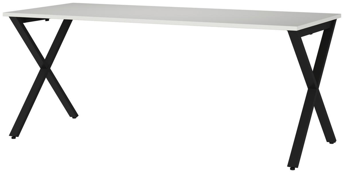 SCHREIBTISCH 180/80/75 cm, Schwarz, Hellgrau, in verschiedenen Holz-Dekoren erhältlich, justierbare Füße  - Hellgrau/Schwarz, MODERN, Holzwerkstoff/Metall (180/80/75cm) - Novel