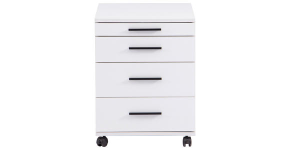 ROLLCONTAINER Weiß  - Schwarz/Weiß, Basics, Holzwerkstoff/Kunststoff (43/56/60cm) - Carryhome