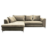 ECKSCHLAFSOFA Velours Beige  - Beige/Schwarz, Design, Textil/Metall (187/277cm) - Livetastic