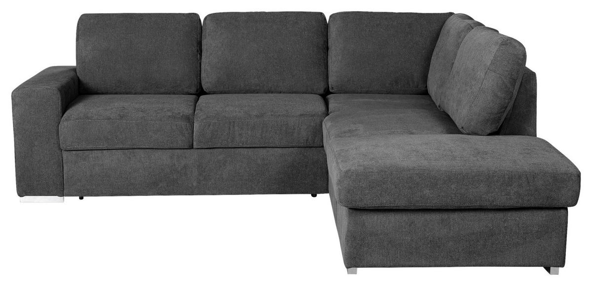 ECKSOFA Dunkelgrau Mikrofaser  - Chromfarben/Dunkelgrau, KONVENTIONELL, Textil/Metall (248/213cm) - MID.YOU