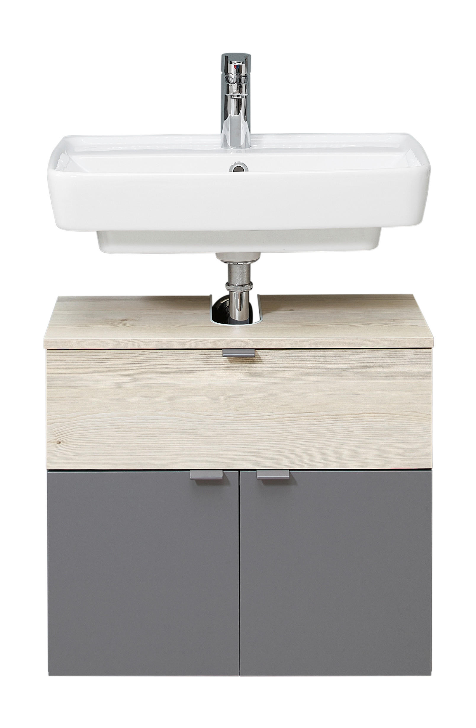 DONJI ELEMENT UGRADNOG LAVABOA  siva, boja pinije  siva, boja pinije  - tamnosiva/siva, Moderno, metal/pločasti materijal (60/52,9/33cm) - Xora