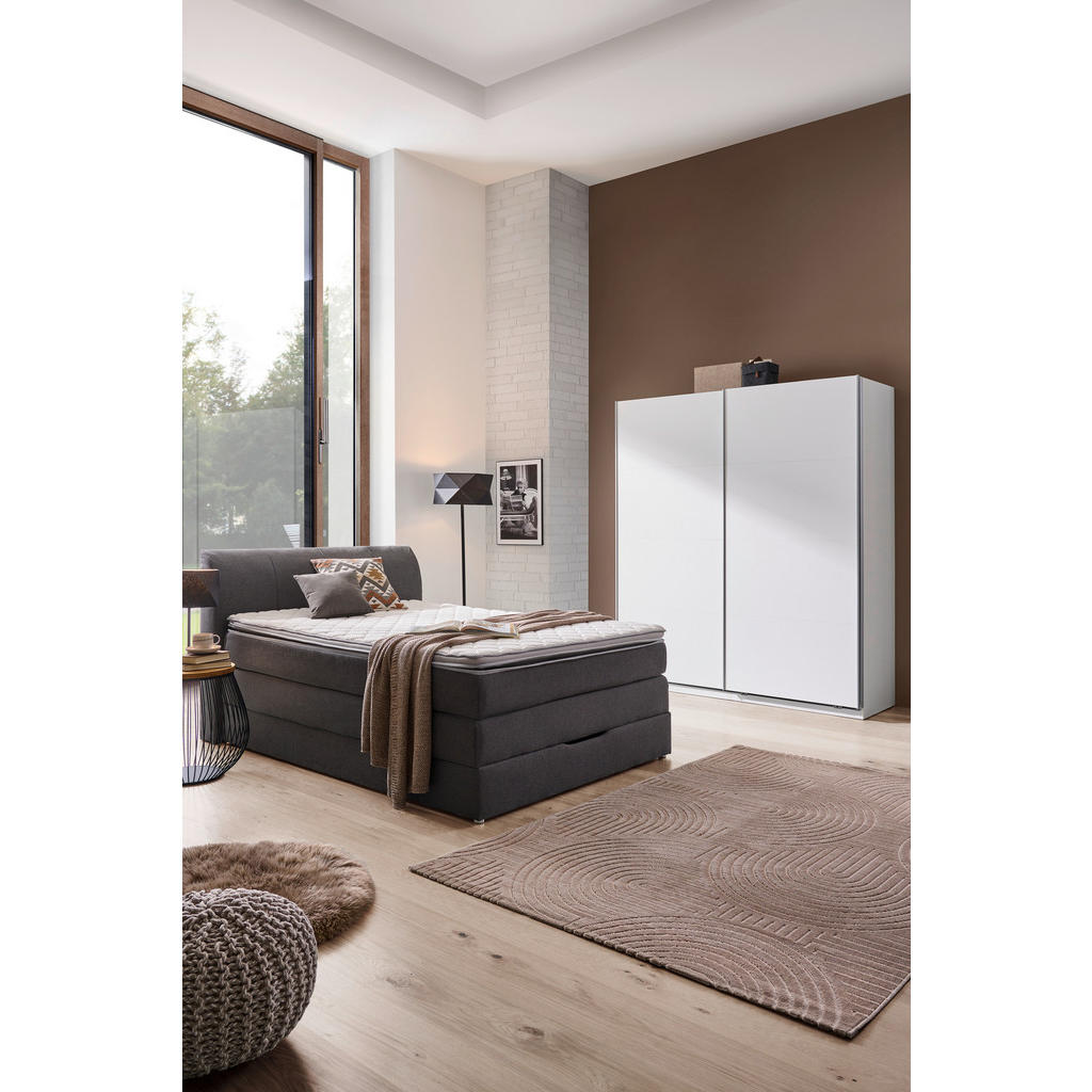 Thumbnail - Carryhome Boxspringbett, Anthrazit, Textil, H2 + H3, 7-Zonen, Höhe ca. 20 cm, 140x200 cm, Topper durchgehend, Schlafzimm...