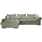 ECKSOFA Olivgrün Cord  - Chromfarben/Olivgrün, KONVENTIONELL, Textil/Metall (225/335cm) - Carryhome