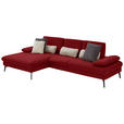 ECKSOFA in Chenille, Mikrofaser Bordeaux  157/299 cm  - Bordeaux/Schwarz, Design, Textil/Metall (157/299cm) - Dieter Knoll
