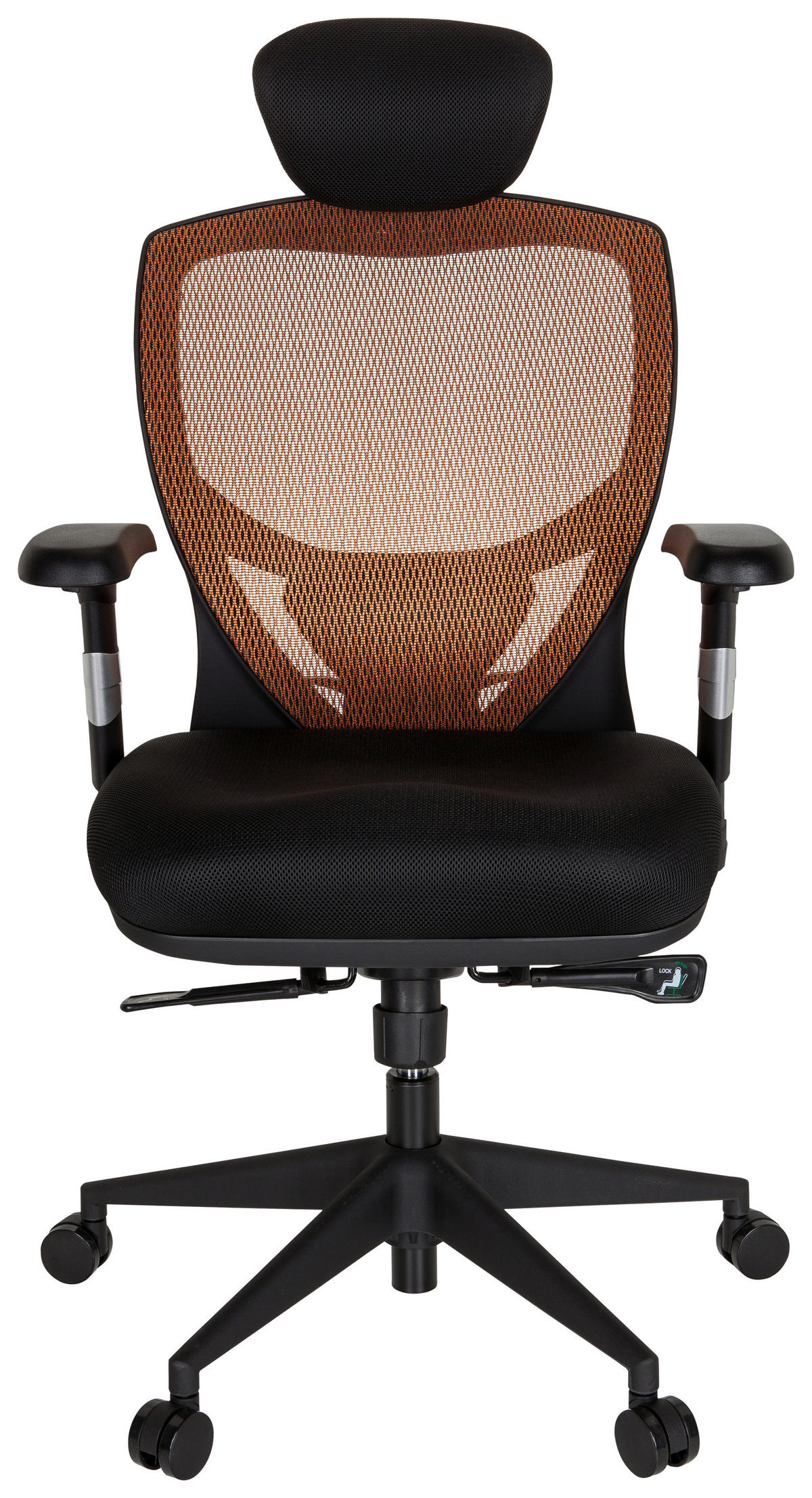 DREHSTUHL Netzbespannung, Flachgewebe Orange, Schwarz  - Schwarz/Orange, Basics, Kunststoff/Textil (66/117/65cm) - MID.YOU