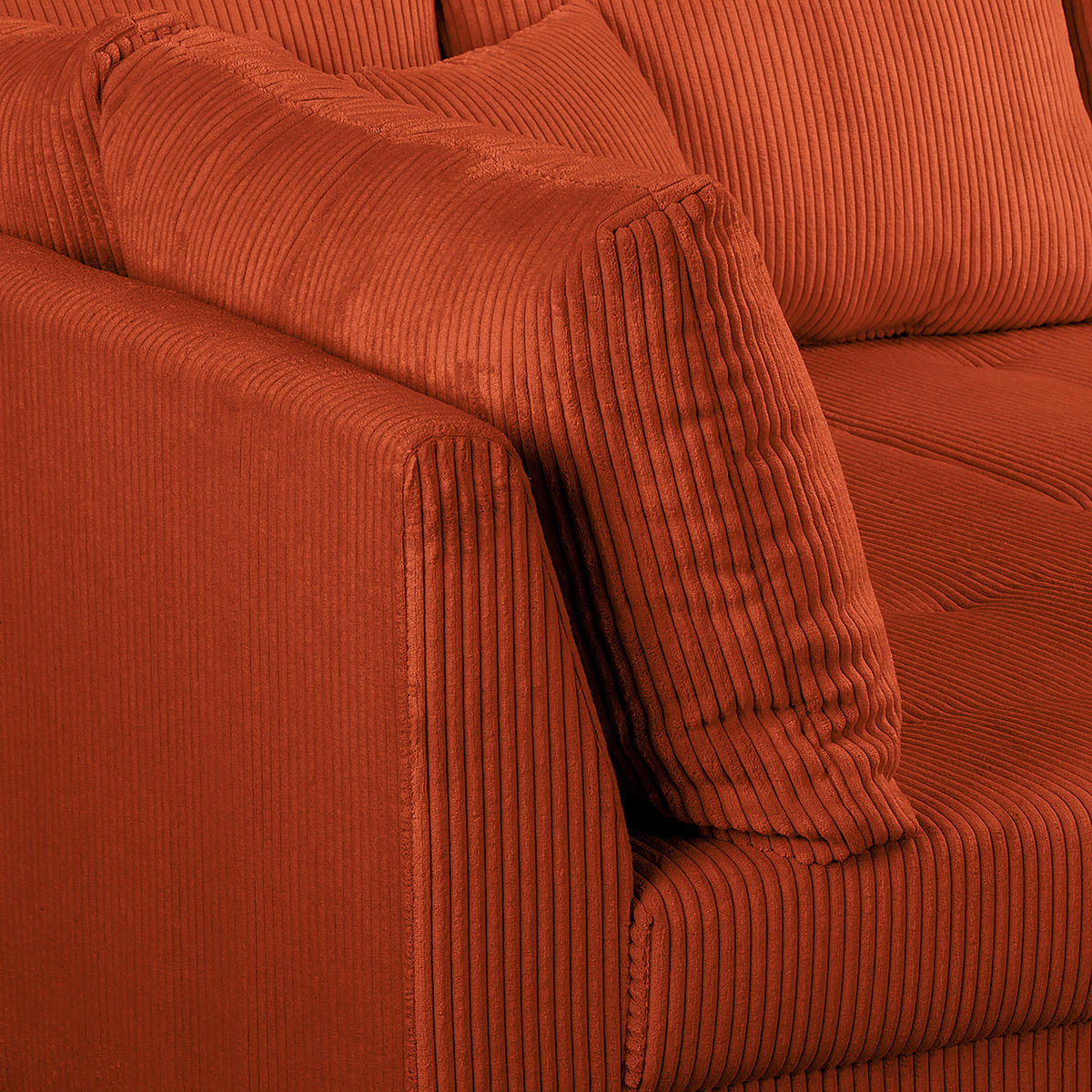 ECKSOFA inkl. Hocker Ariella in Cord Rostfarben  161/231 cm  - Rostfarben/Naturfarben, Design, Holz/Textil (161/231cm) - Livetastic