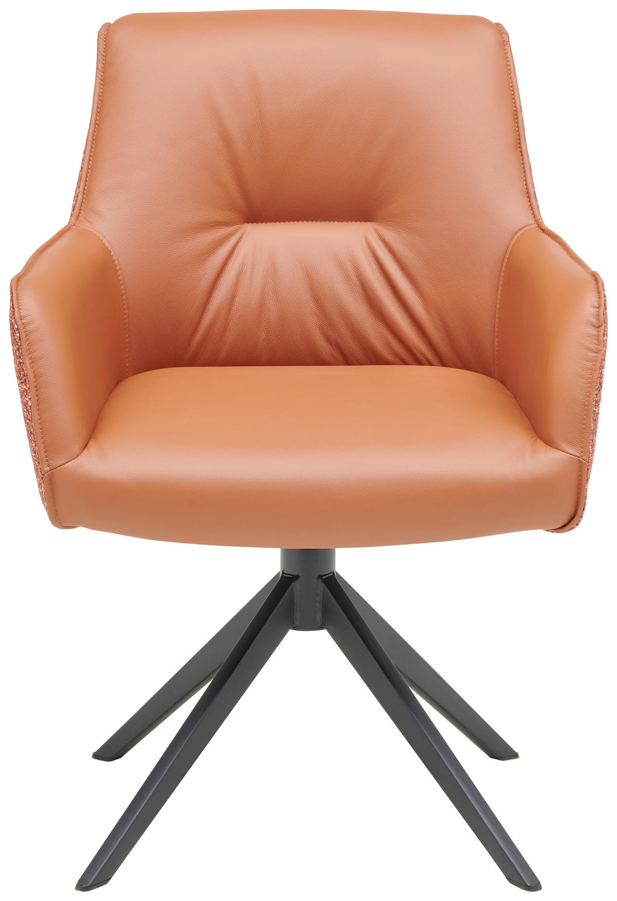 ARMLEHNSTUHL  in Eisen Webstoff Echtleder pigmentiert  - Cognac/Schwarz, Design, Leder/Textil (61/64/84,5cm) - Valdera