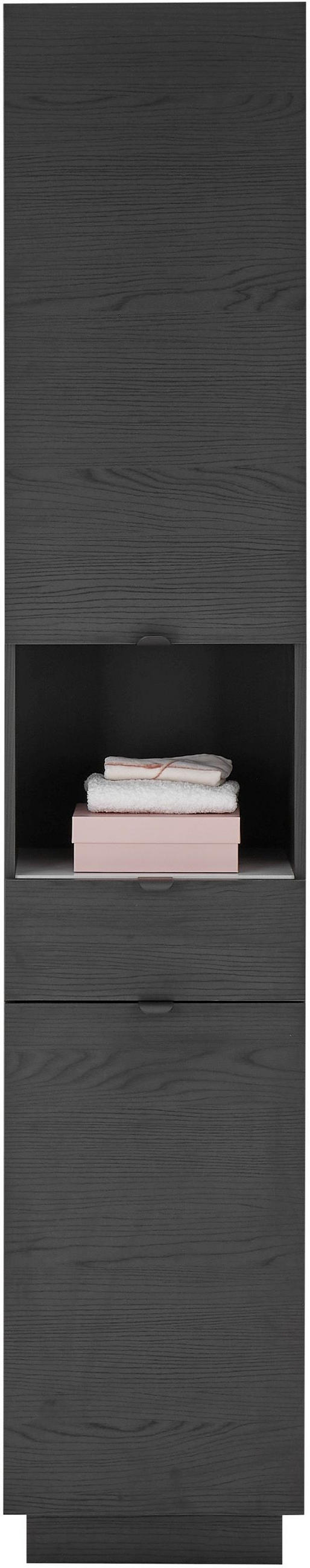 Thumbnail - Xora Hochschrank NEW York, Schwarz, Weiß, Metall, 3 Fächer, 1 Schubladen, 38x195x32 cm, Made in EU, stehend, Zusatzausst...