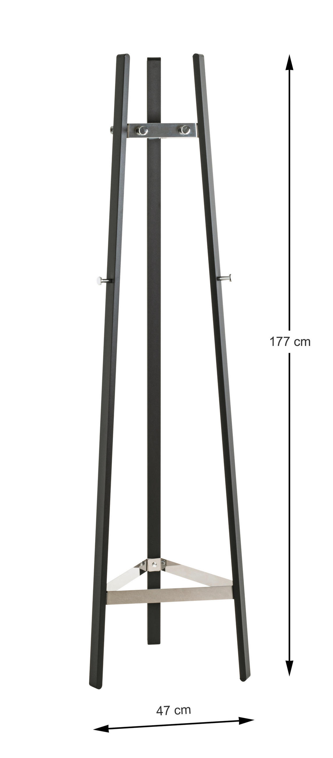 GARDEROBENSTÄNDER in Schwarz, Chromfarben 47/177/47 cm   - Chromfarben/Schwarz, Design, Metall (47/177/47cm)