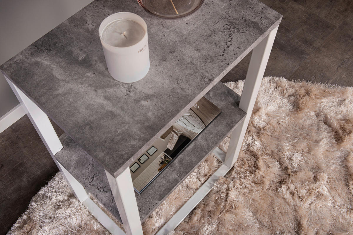 NATTDUKSBORD i faner grå, vit  - vit/grå, Design, metall/trämaterial (30/68/30cm) - Livetastic