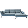 ECKSOFA Flachgewebe Blau  - Blau/Schwarz, Design, Textil/Metall (301/191cm) - Moderano
