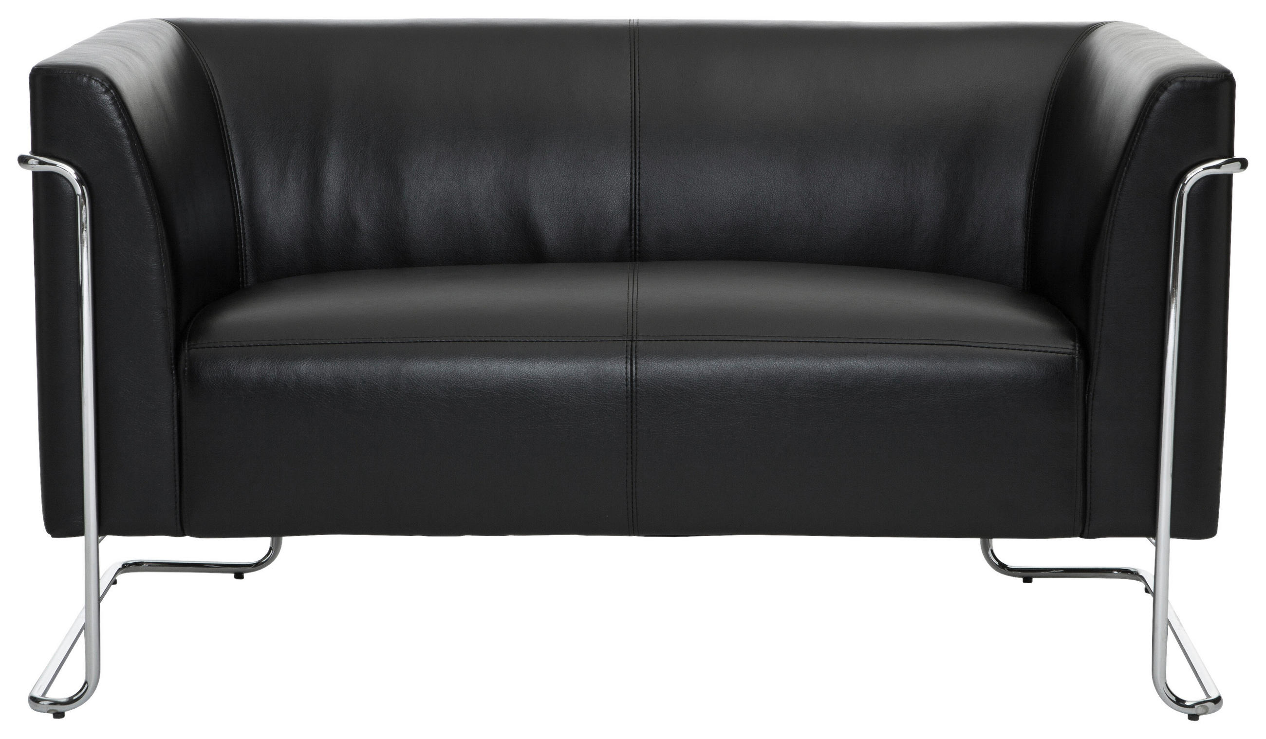 2-Sitzer-Sofa Curacao Schwarz Lederlook B: 130 cm