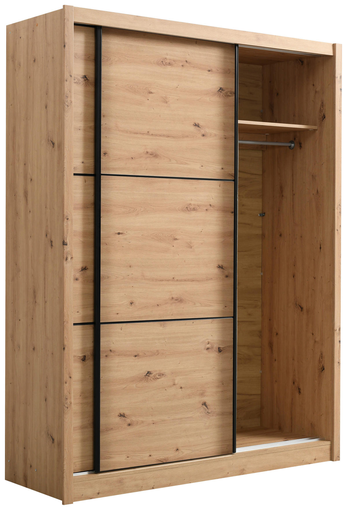 SCHIEBETÜRENSCHRANK 166/215,5/60 cm 2-türig Eiche Artisan  - Schwarz/Eiche Artisan, Basics, Holzwerkstoff/Metall (166/215,5/60cm) - Xora