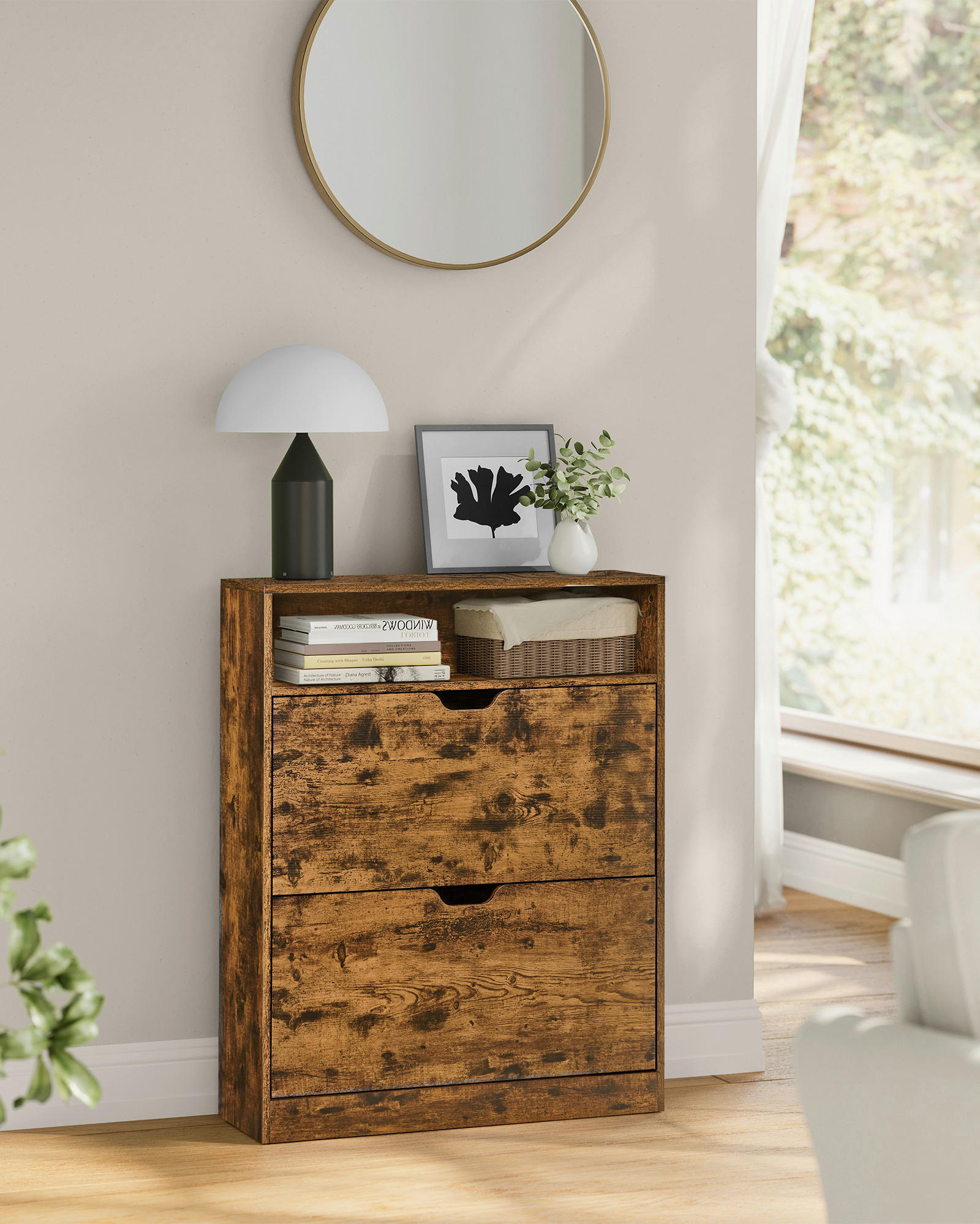 SCHUHKIPPER - Braun, MODERN, Holzwerkstoff (80/102/24cm) - MID.YOU