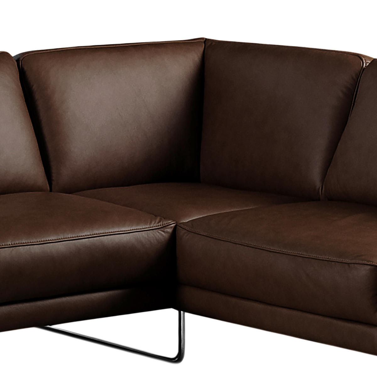 ECKSOFA in Echtleder Dunkelbraun  273/250 cm  - Chromfarben/Dunkelbraun, Design, Leder/Metall (273/250cm) - Livetastic