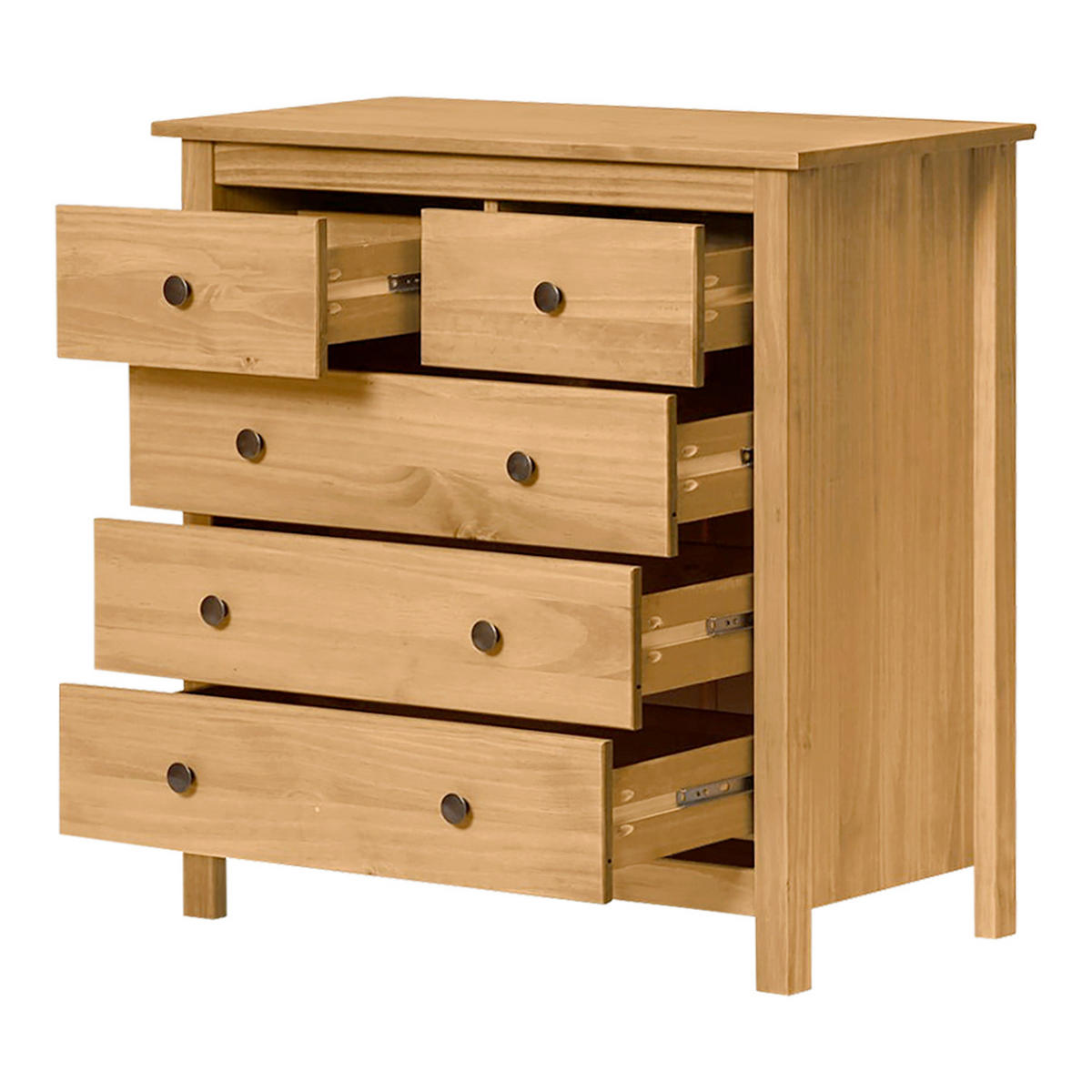 KOMMODE , 79/80/40 cm, 5 Schublade(n)  - Messingfarben/Naturfarben, Basics, Holz/Metall (79/80/40cm) - Livetastic
