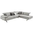 ECKSOFA Biella in Echtleder Hellgrau  295/231 cm  - Dunkelgrau/Anthrazit, Design, Leder/Metall (295/231cm) - Johann Jakob