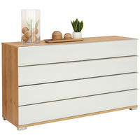 KOMMODE 149/82/42 cm  in Weiss, Eiche Bianco  - Chromfarben/Weiss, Konventionell, Glas/Holzwerkstoff (149/82/42cm) - Venda