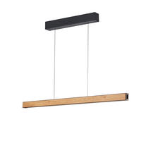 LED-HÄNGELEUCHTE Form 117/180/5,5 cm  - Eichefarben/Schwarz, Natur, Holz/Metall (117/180/5,5cm) - Grossmann