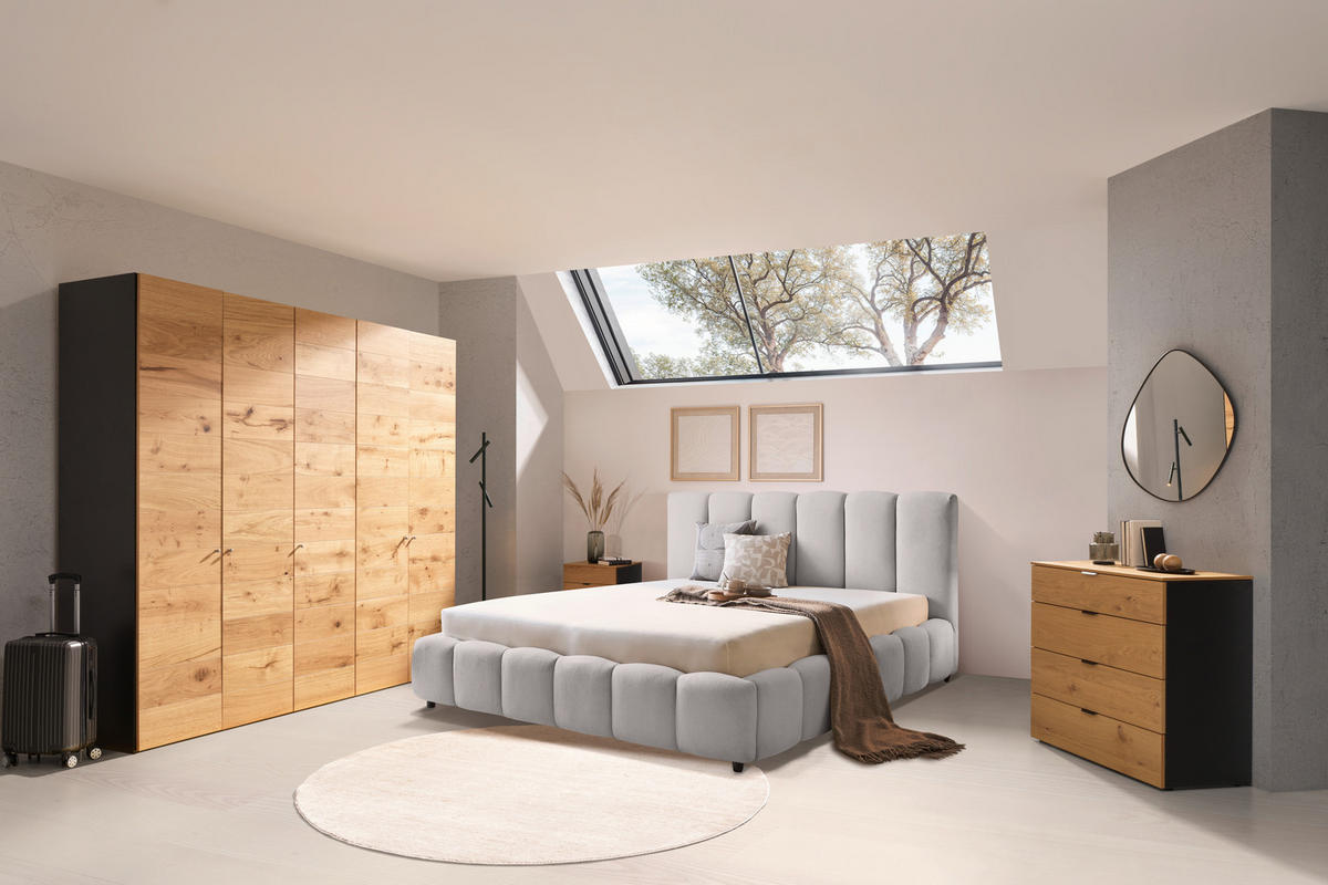 POLSTERBETT 140/200 cm  in Ecru  - Ecru/Schwarz, Konventionell, Holz/Kunststoff (140/200cm) - Carryhome