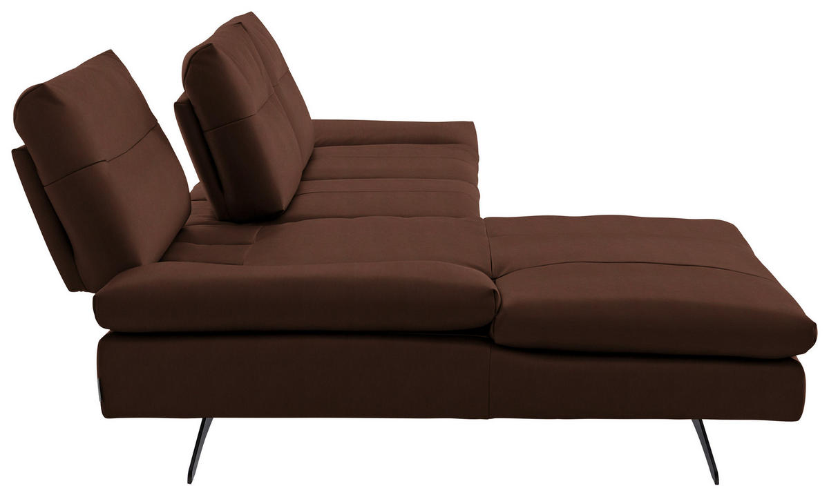 ECKSOFA in Echtleder Braun  - Schwarz/Braun, Modern, Leder/Metall (158/342cm) - Chilliano