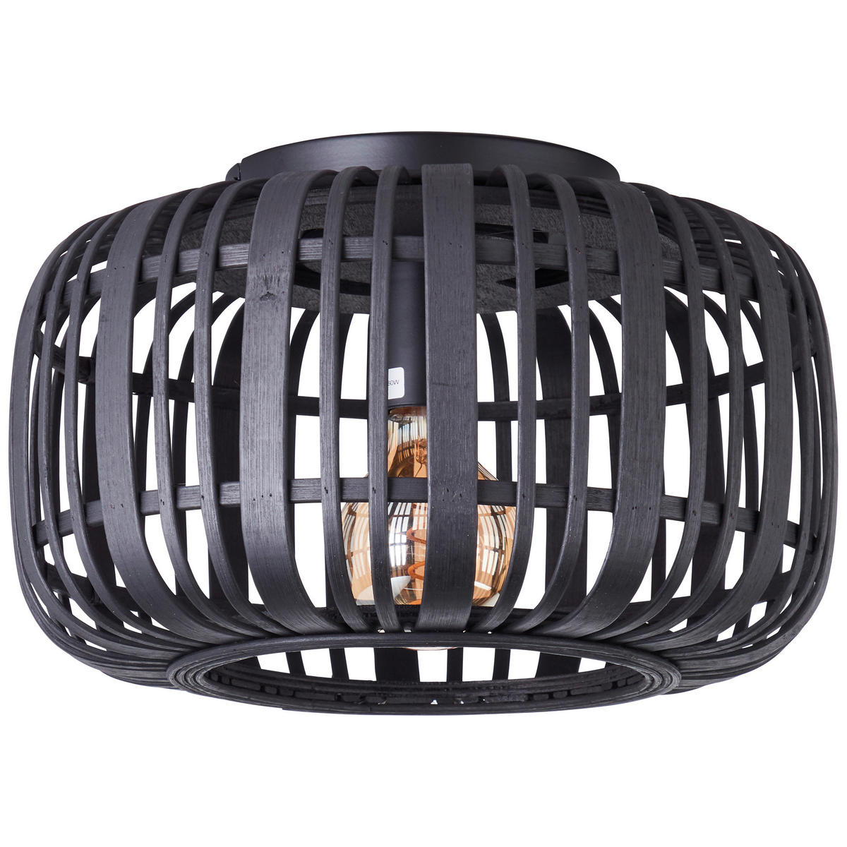 DECKENLEUCHTE Woodrow 32/22 cm   - Schwarz, Natur, Holz/Metall (32/22cm) - Brilliant