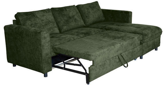 ECKSOFA Dunkelgrün Flachgewebe  - Dunkelgrün/Schwarz, KONVENTIONELL, Textil/Metall (252/162cm) - Carryhome
