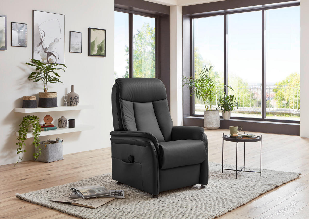 FERNSEHSESSEL in Schwarz  - Schwarz, Konventionell, Leder/Kunststoff (74/107/84cm) - Valdera