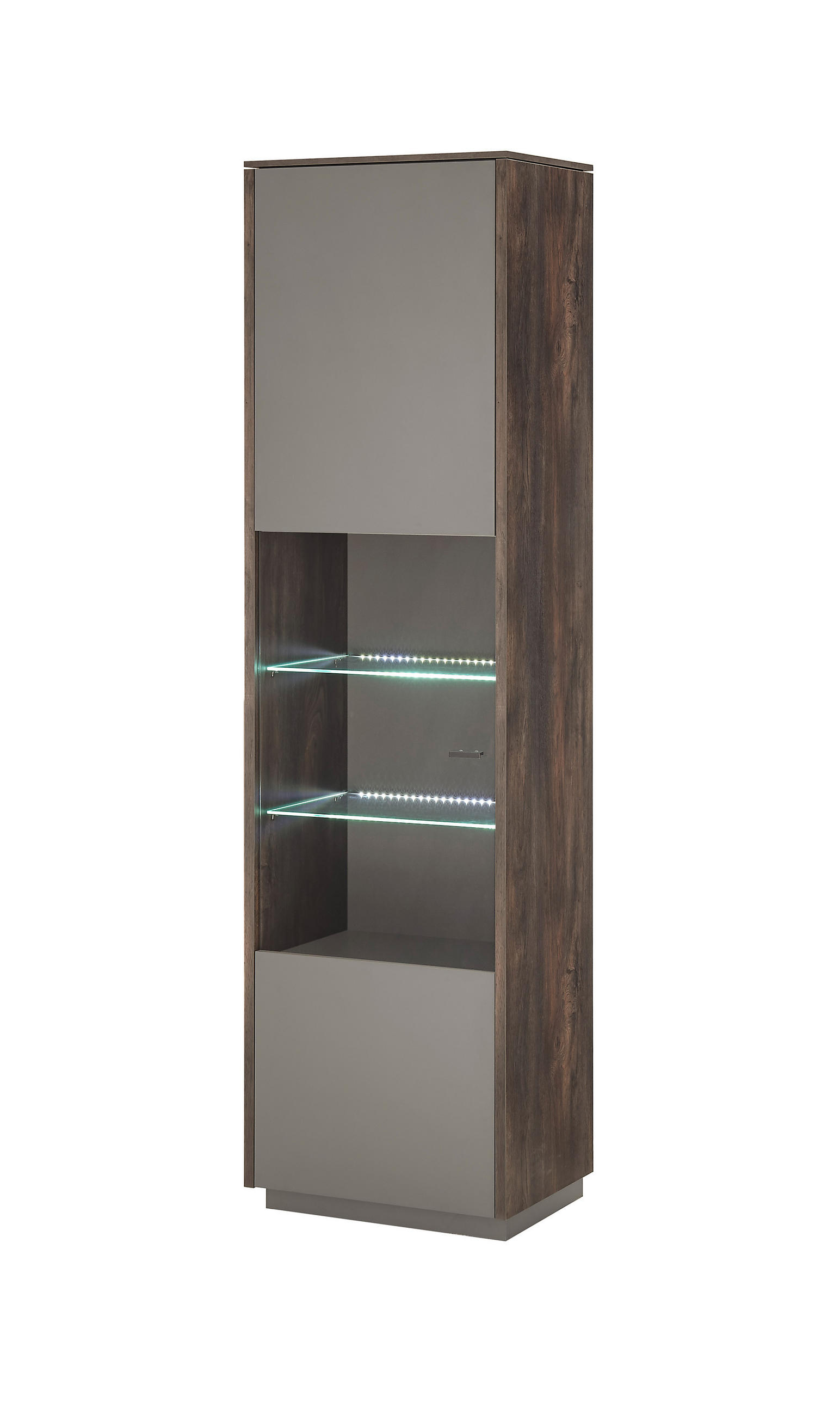 VITRINE in Anthrazit, Eichefarben  - Eichefarben/Anthrazit, Design, Glas/Holzwerkstoff (55/200/40cm) - MID.YOU