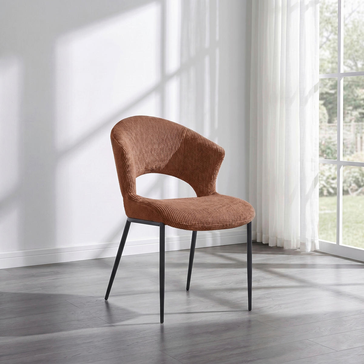 STUHL   Webstoff  Orange  - Schwarz/Orange, Design, Textil/Metall (56,5/83,5/63,5cm) - Stylife