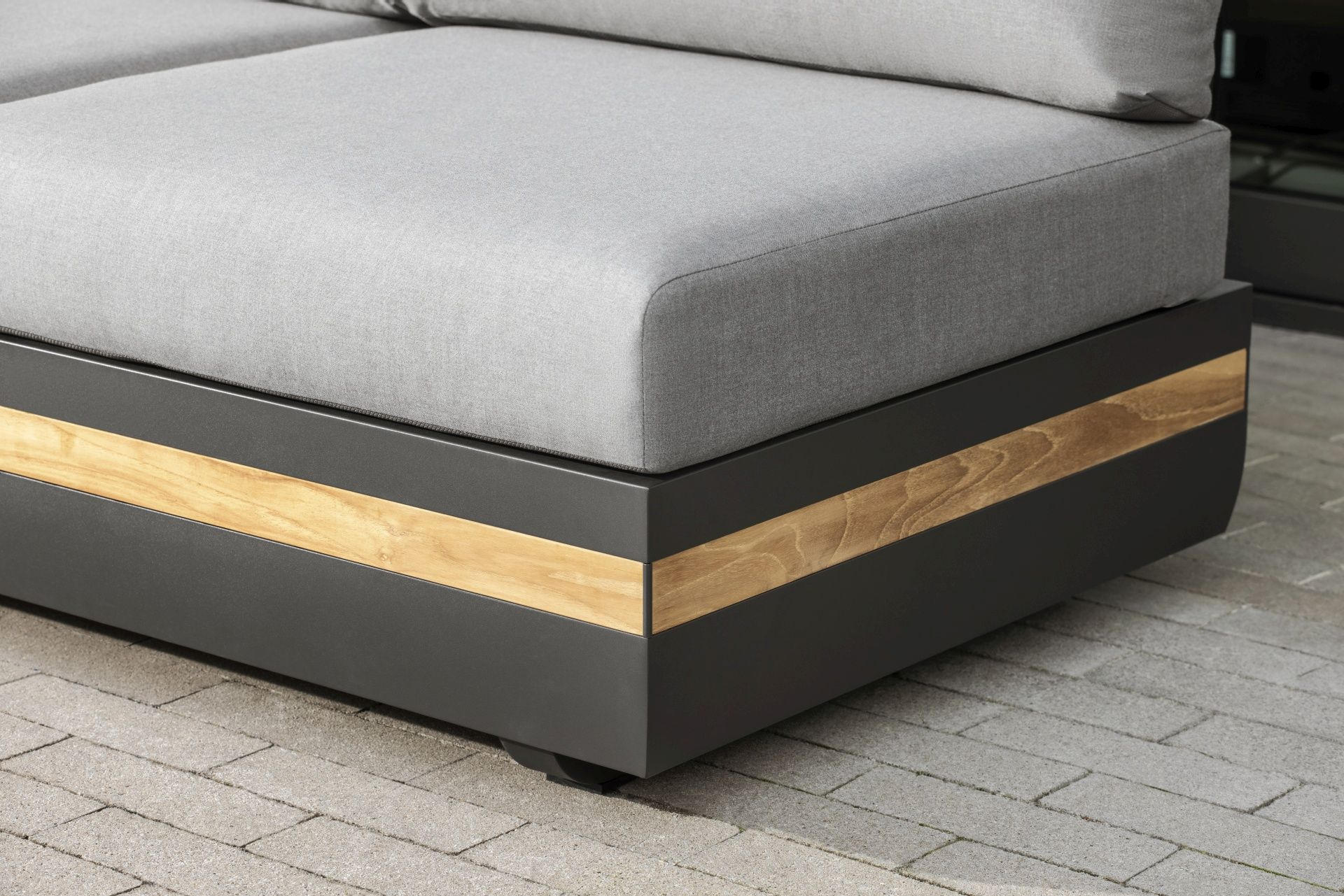 LOUNGESOFA  - Anthrazit/Teakfarben, Design, Holz/Textil (220/80/75cm)