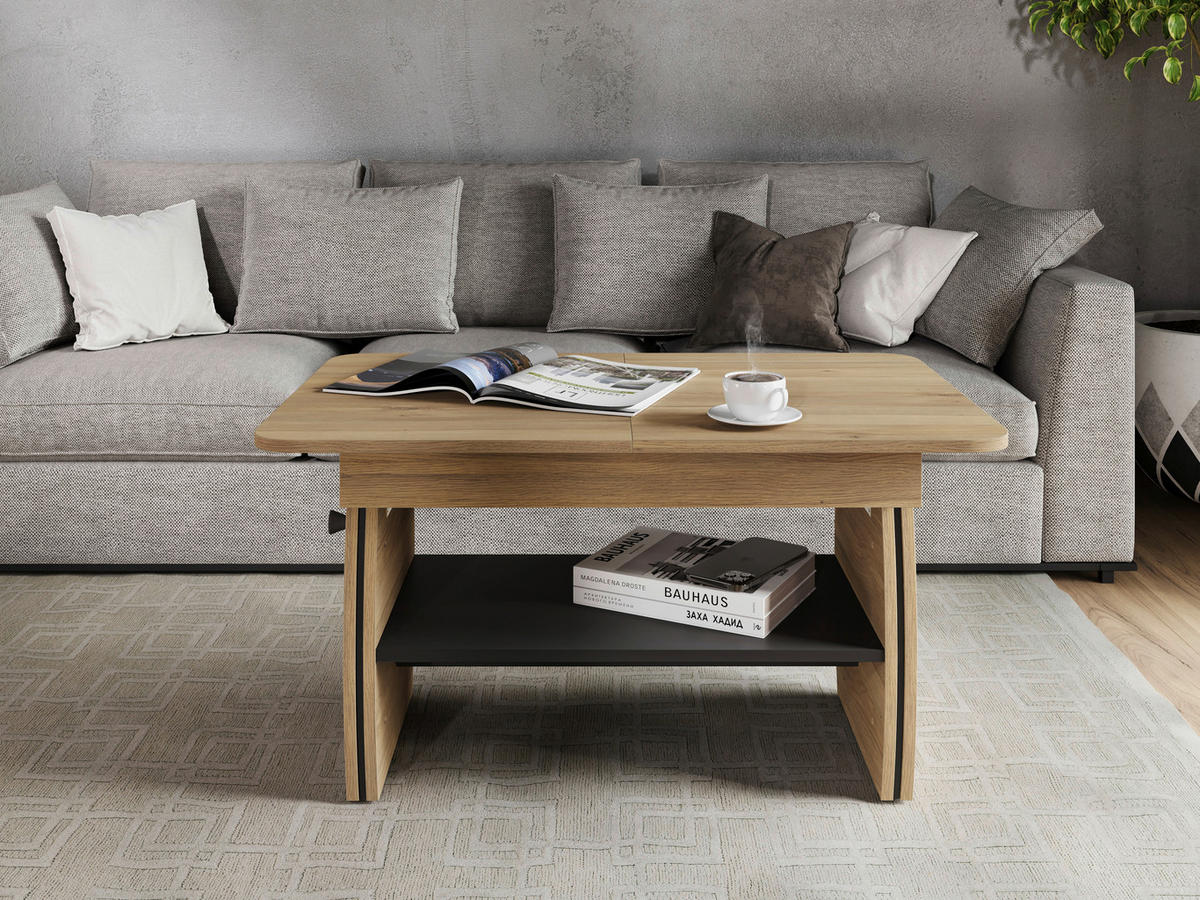 COUCHTISCH 95-125/60/51,5-61,5 cm rechteckig Eichefarben  - Eichefarben, KONVENTIONELL, Holzwerkstoff (95-125/60/51,5-61,5cm) - Xora