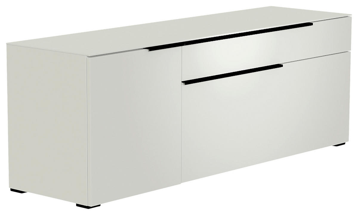 LOWBOARD Schwarz, Weiss  160/58/45 cm  - Weiss/Schwarz, Design, Glas/Holzwerkstoff (160/58/45cm) - Moderano