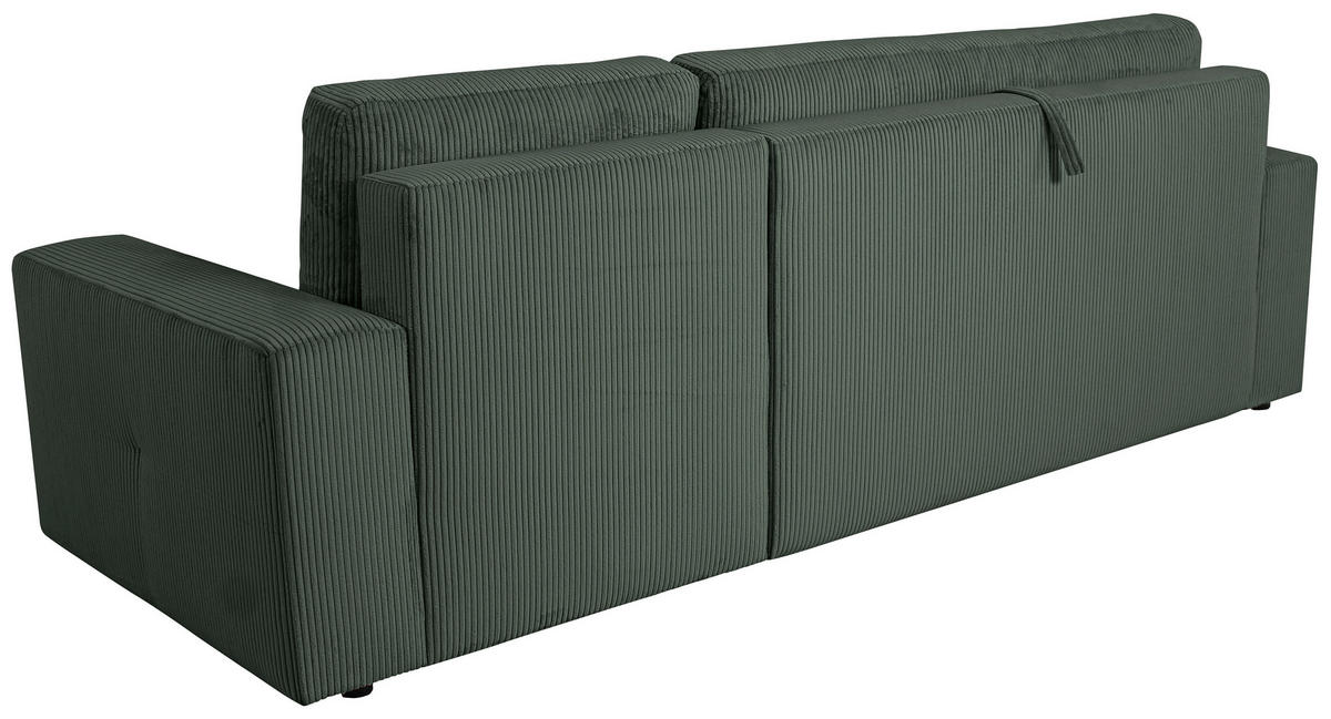 ECKSCHLAFSOFA  mit Cord Dunkelgrün  - Dunkelgrün/Schwarz, KONVENTIONELL, Textil (248/146cm) - Xora