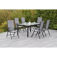 GARTENSET 7-teilig  - Graphitfarben/Grau, MODERN, Textil/Metall - Gardenson