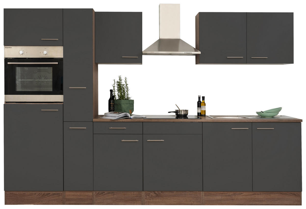 KÜCHENLEERBLOCK 300/205/60 cm   in Grau, Eichefarben  - Eichefarben/Silberfarben, Basics, Holzwerkstoff/Metall (300/205/60cm) - Respekta