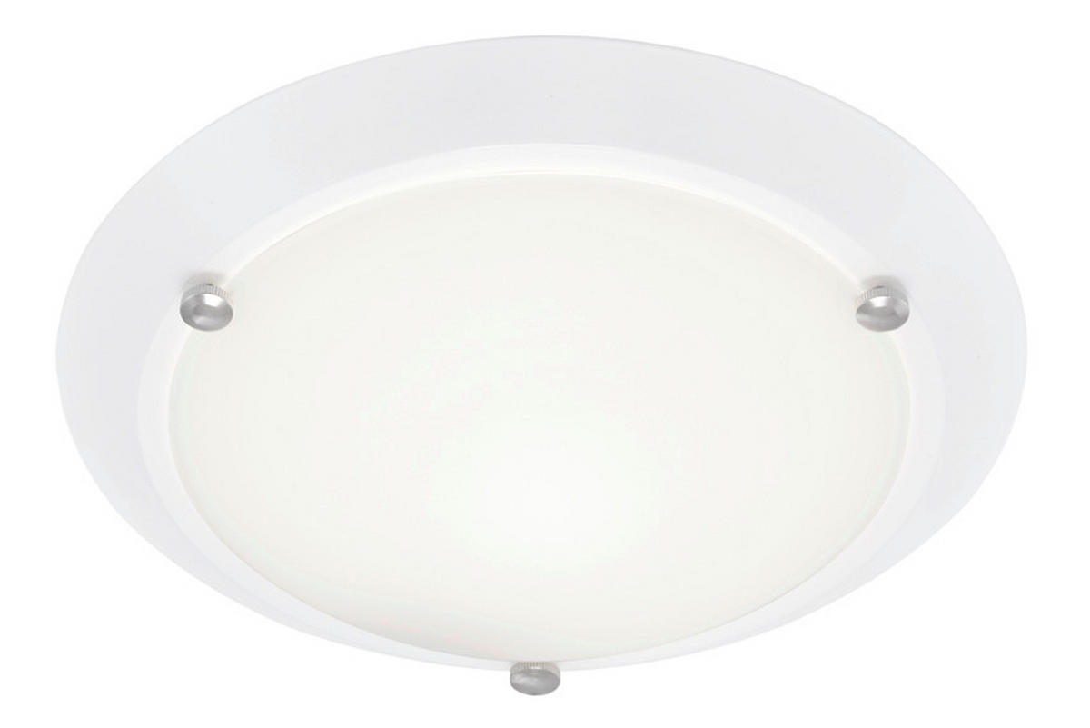 PLAFONJERA - boja hroma/bela, Osnovno, staklo/metal (27/9cm)