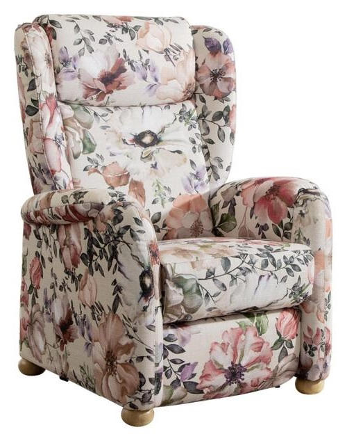 OHRENSESSEL Flachgewebe Multicolor, Beige - Eichefarben/Beige, Natur, Holz/Textil (85/115/84cm) - Cantus