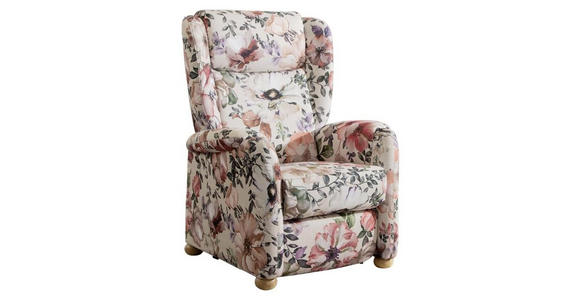 FERNSEHSESSEL Flachgewebe Multicolor, Beige - Eichefarben/Beige, Natur, Holz/Textil (85/115/84cm) - Cantus