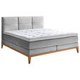 BOXSPRINGBETT 180/200 cm  in Hellgrau  - Eichefarben/Hellgrau, KONVENTIONELL, Holz/Textil (180/200cm) - Carryhome