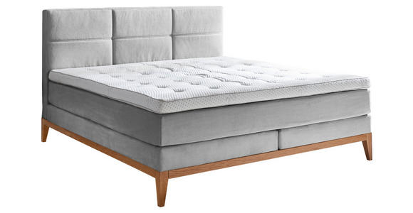 BOXSPRINGBETT 180/200 cm  in Hellgrau  - Eichefarben/Hellgrau, KONVENTIONELL, Holz/Textil (180/200cm) - Carryhome