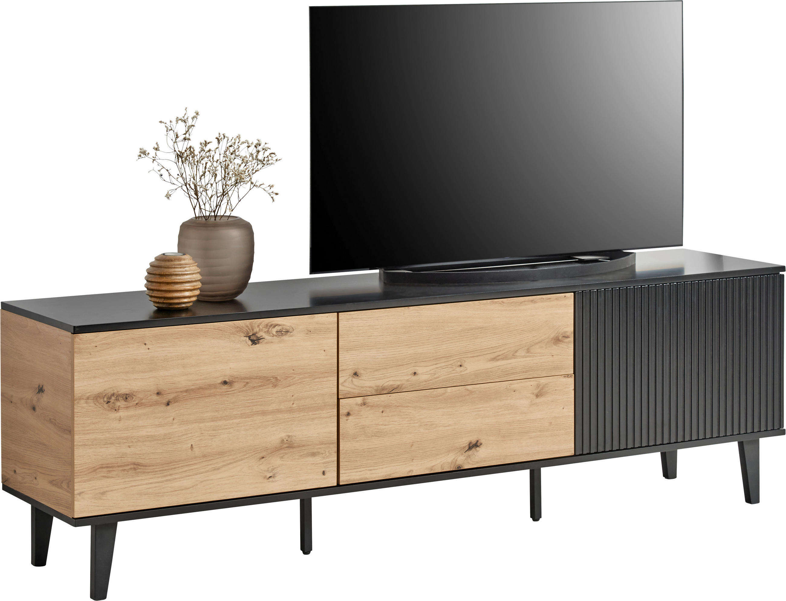 LOWBOARD 172/56/40 cm  - Schwarz/Eiche Artisan, Design, Holzwerkstoff/Metall (172/56/40cm) - Xora