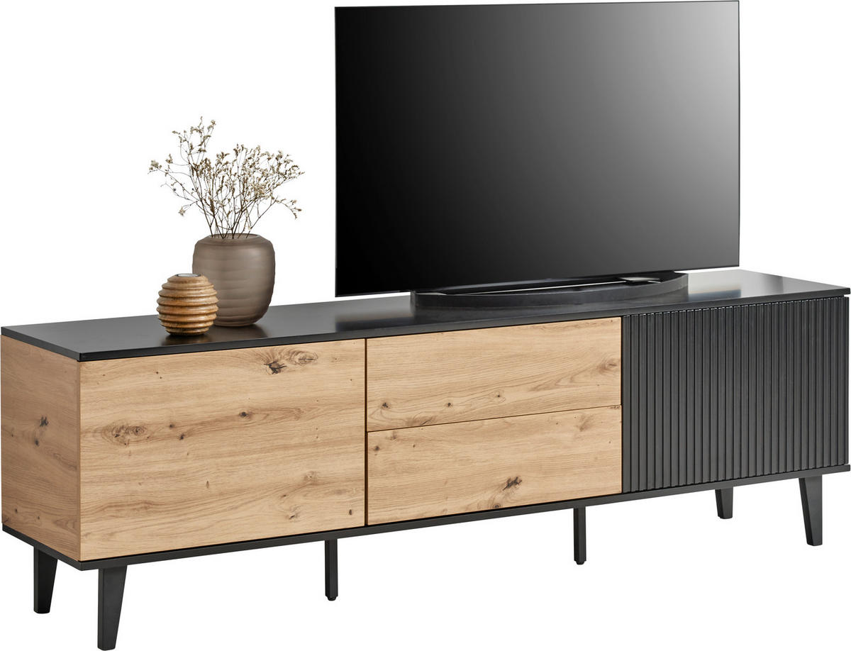 TV-SZEKRÉNY 172/56/40 cm  - fekete/Artisan tölgy, Design, faalapú anyag/fém (172/56/40cm) - Xora