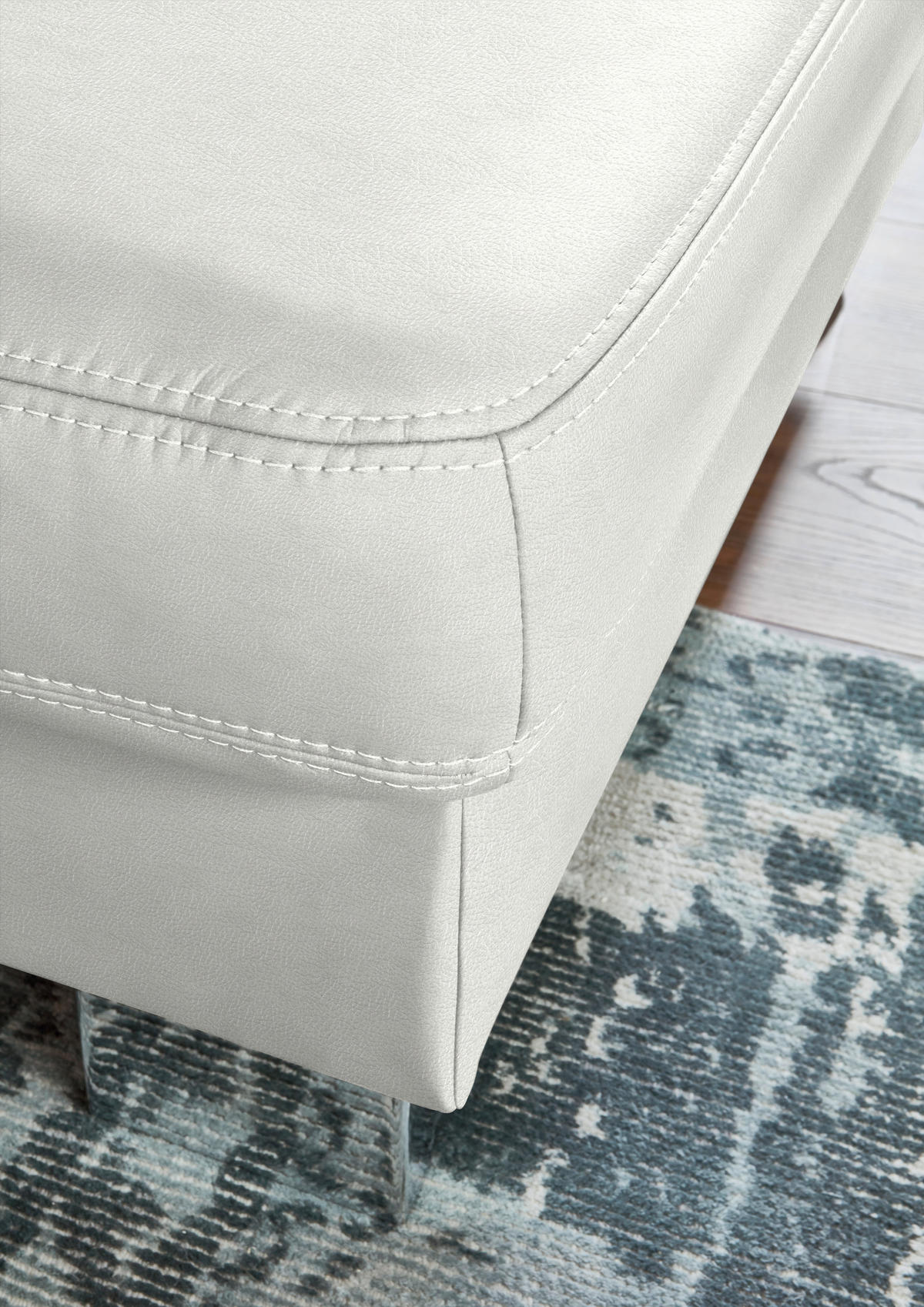 ECKSOFA  in Echtleder Weiß  248/235 cm  - Alufarben/Weiß, Design, Leder/Metall (248/235cm) - Beldomo Premium