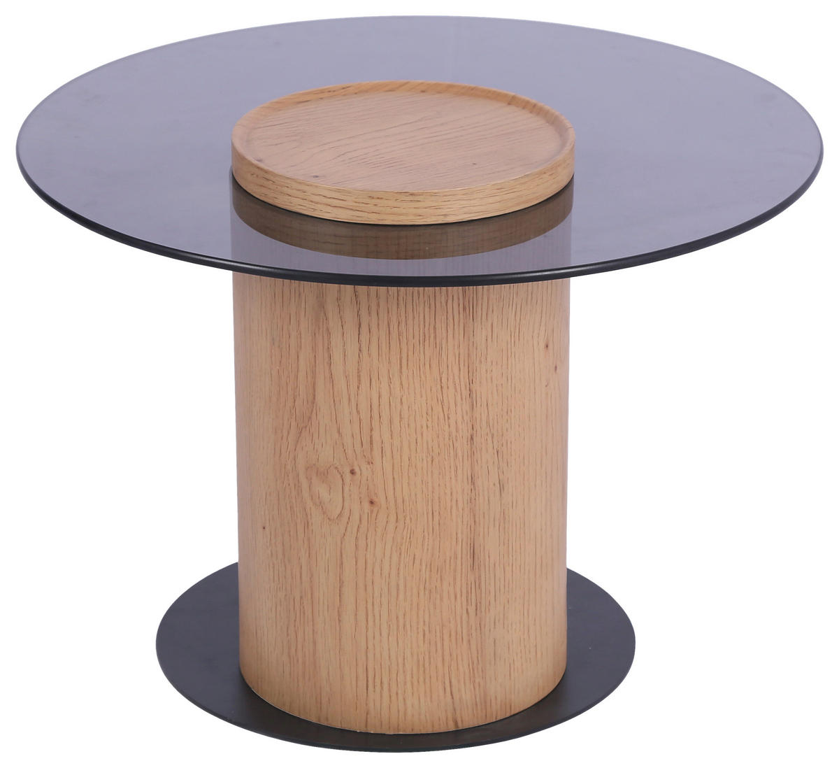PRÍRUČNÝ STOLÍK, dub, čierna, farba duba - čierna/farba duba, Natur, kov/drevo (60/60/43cm) - Stylife