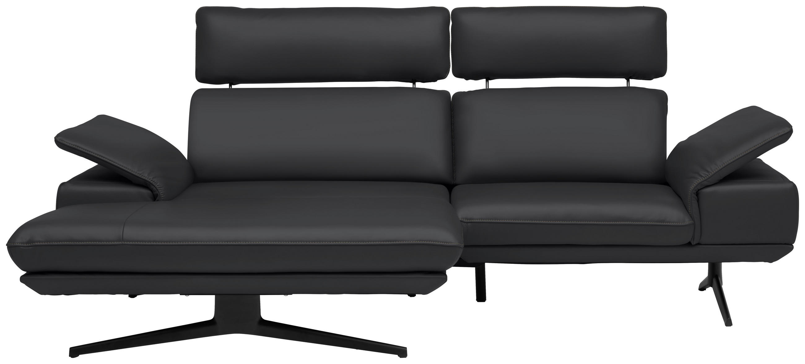 ECKSOFA in Echtleder Schwarz  - Beige/Schwarz, Design, Leder/Metall (150/242cm) - Koinor