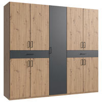 DREHTÜRENSCHRANK in Graphitfarben, Eiche Artisan  - Schwarz/Graphitfarben, Konventionell, Holzwerkstoff/Kunststoff (225/208/58cm) - Carryhome