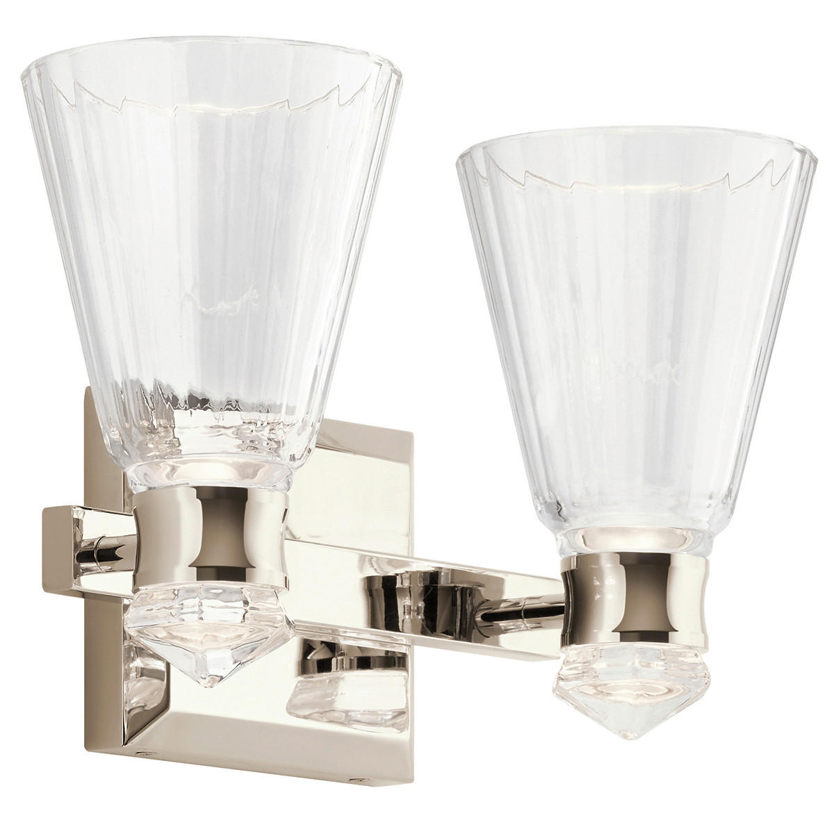 BADEZIMMER-WANDLEUCHTE Kayva 36.8/23/16.7 cm   - Nickelfarben, Design, Glas/Metall (36.8/23/16.7cm) - Elstead Lighting