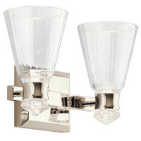 BADEZIMMER-WANDLEUCHTE Kayva 36.8/23/16.7 cm   - Nickelfarben, Design, Glas/Metall (36.8/23/16.7cm) - Elstead Lighting